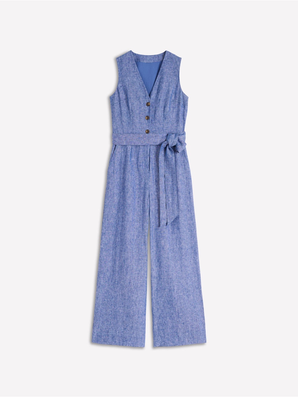 Laura V-Neck Linen Jumpsuit